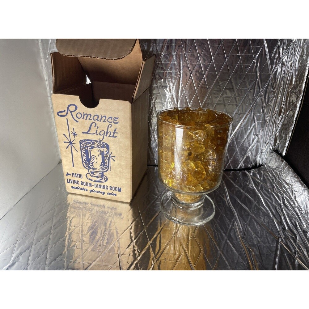 MCM LE Smith Glass CO Romance Light Candle Holder~ GLOWING COLOR~ Used In Box